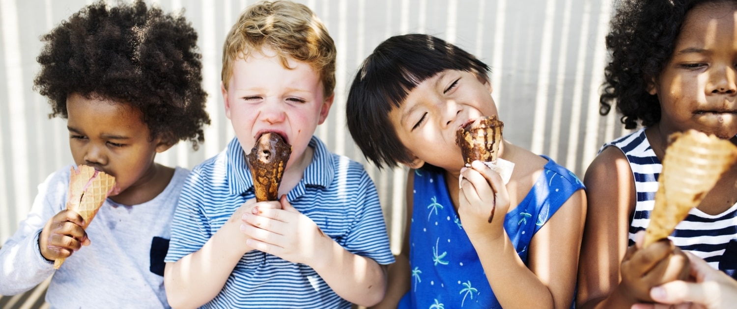 Children enjoying with ice cream