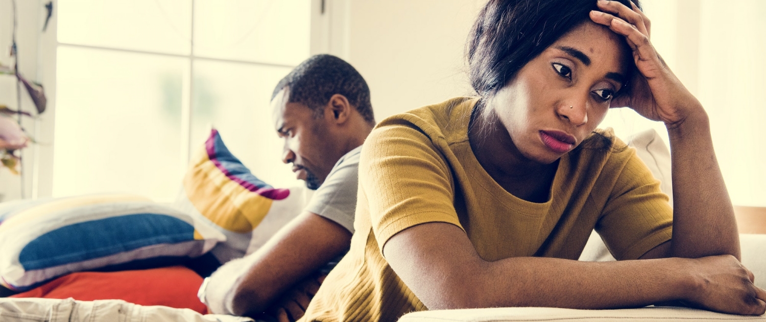 Black couple fighting and depressed