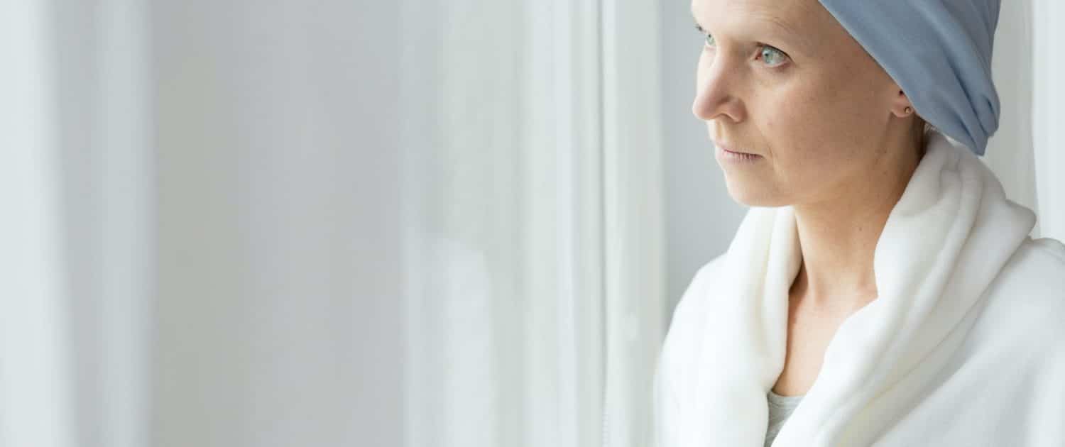 Worried woman with cancer